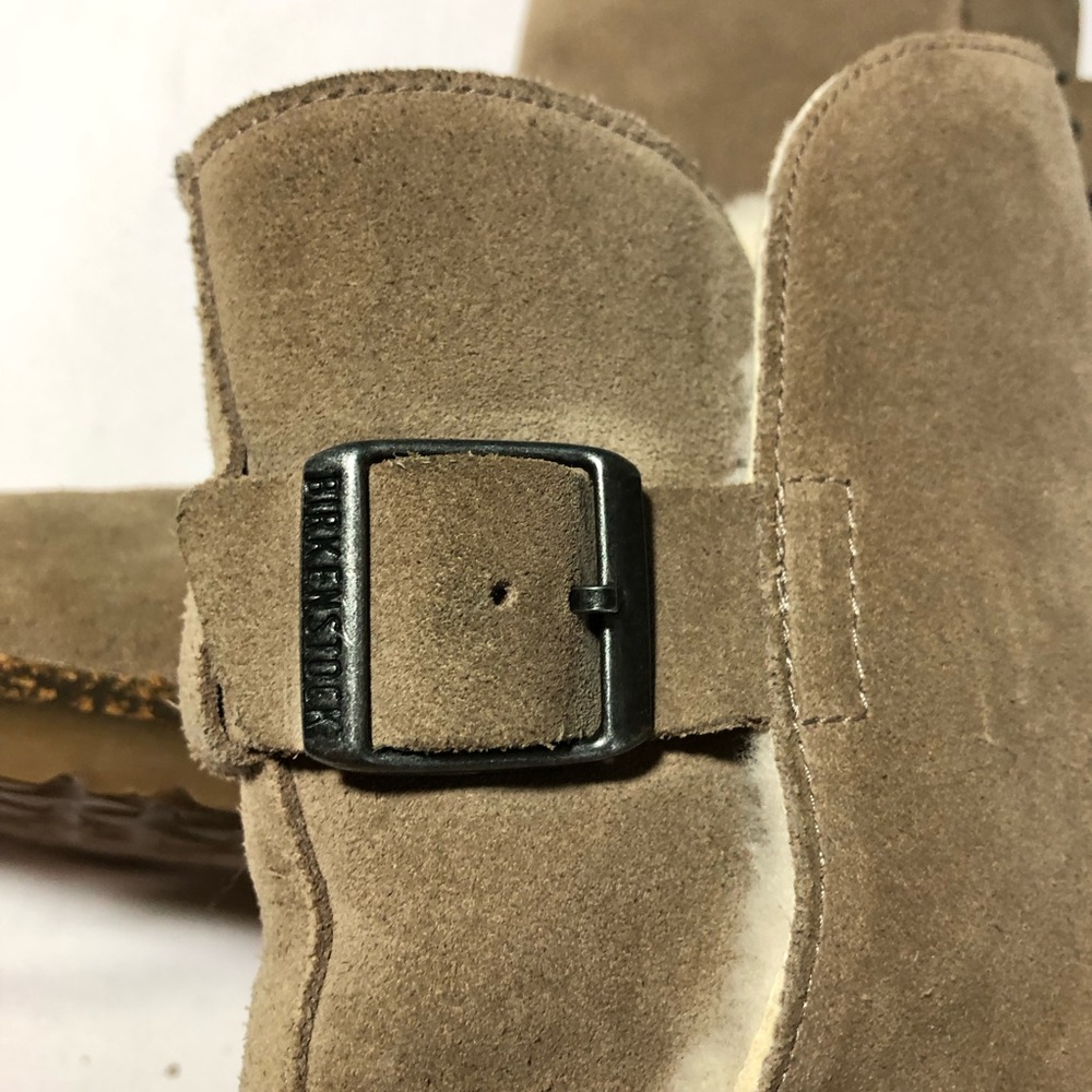 Birkenstock Uppsala Shearling Suede Leather boots gray taupe shearling lining 38 - Picture 9 of 13